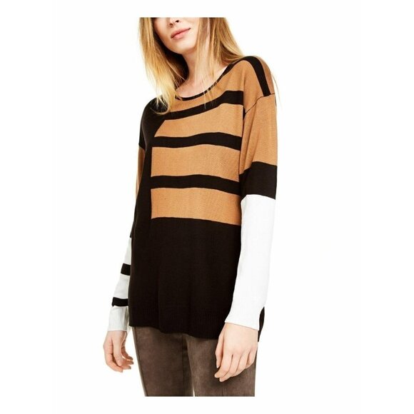 New CALVIN KLEIN Womens Color Block Long Sleeve Cr - Picture 1 of 1